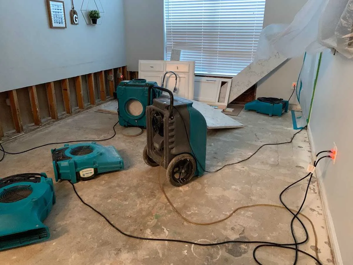 Dehumidifier in flood-cut room for Water Extraction & Removal in Katy